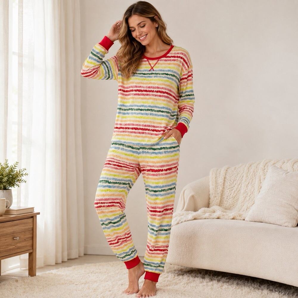 Crayola x Kohl’s Rainbow Pajama Set XL Colorful Lounge Set Soft Cotton Pants Top